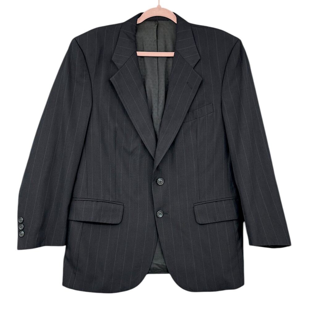 Halston Vintage Pinstripe 3-Button Notched Lapel‎ Blazer Suit Jacket Mens